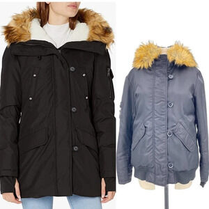 S13‎ Alps Parka Faux Fur Trim Down Hooded Puffer Coat Black Size Medium